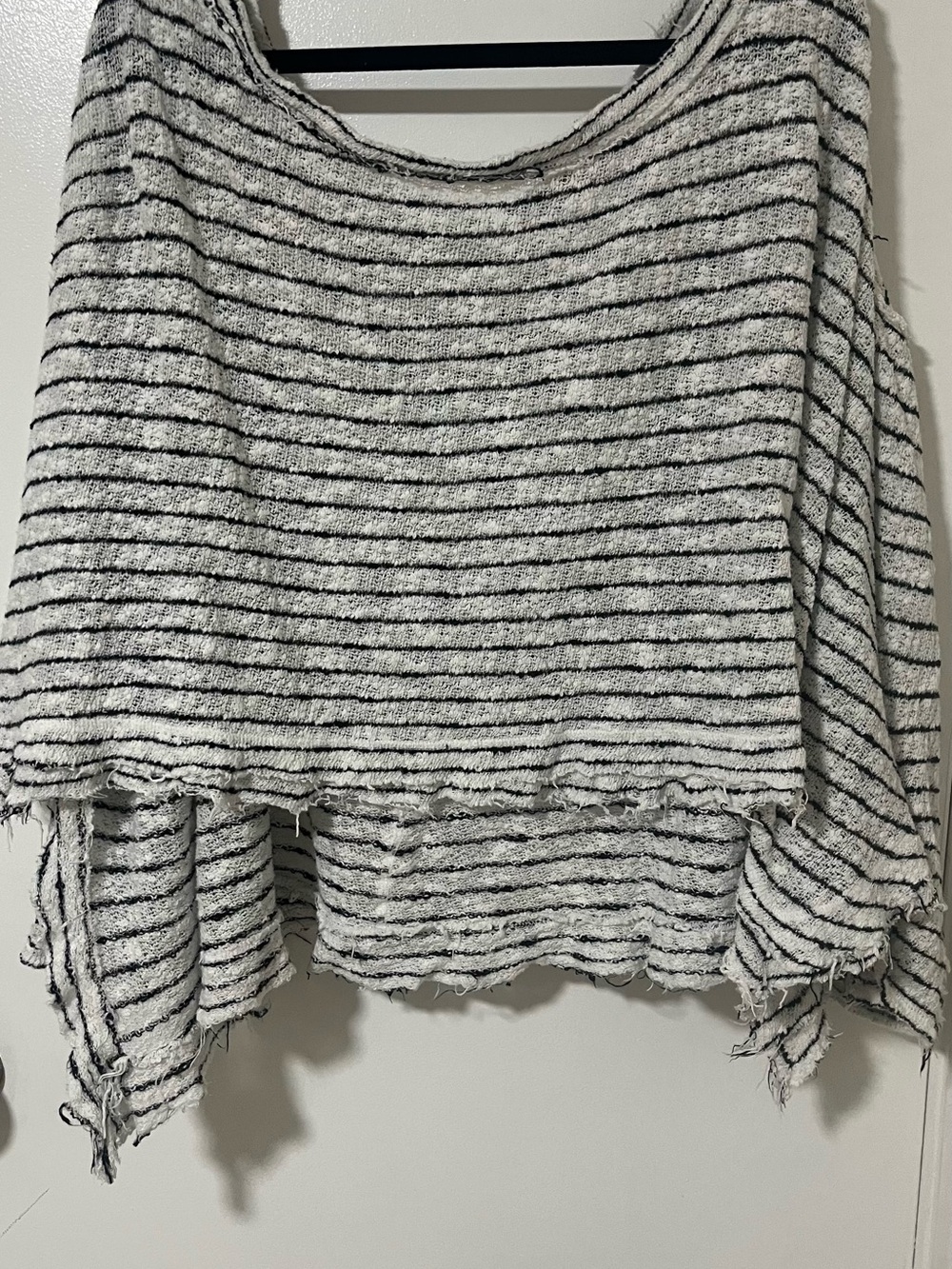 Free People White and Black Island Girl Hacci Striped Knit Top